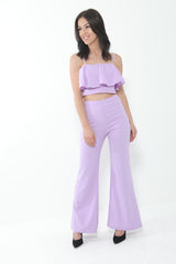Frill Cami Top And Wide Leg Trouser Set