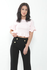 Franje zoom en mouw crop top