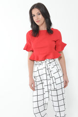 Franje zoom en mouw crop top