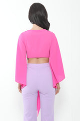 Tie Knot Bell Sleeve Crop Top