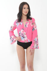 Floral Print Wrap Front Bodysuit