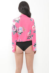 Floral Print Wrap Front Bodysuit