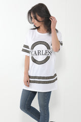 Oversized Fearless Slogan Print T Shirt