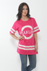 Oversized Fearless Slogan Print T Shirt