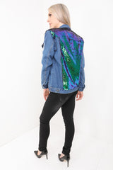 Sequined Distressed Denim Jacket