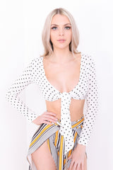 Tie Knot Polka Dot Crop Top