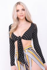 Tie Knot Polka Dot Crop Top