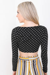 Tie Knot Polka Dot Crop Top