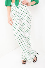 Chiffon Crepe Polka Dot Wide Leg Trousers