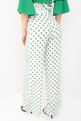 Chiffon Crepe Polka Dot Wide Leg Trousers