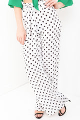 Chiffon Crepe Polka Dot Wide Leg Trousers