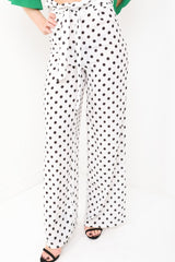 Chiffon Crepe Polka Dot Wide Leg Trousers