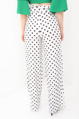 Chiffon Crepe Polka Dot Wide Leg Trousers