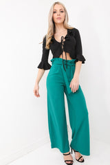 Wijd been papieren zak taille broek