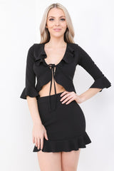 Frill Detail Top And Skirt Co-Ord