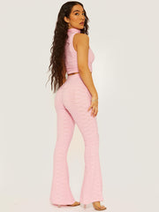 Pleated Jersey Crop Top & Flared Trouser Co-ord