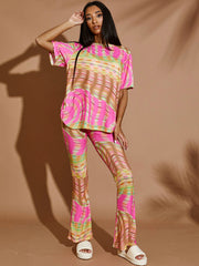 Space Dye Swirl Oversized Top & Flare Trouser Co-ord