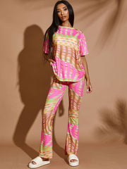 Space Dye Swirl Oversized Top & Flare Trouser Co-ord