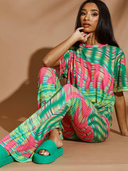 Space Dye Swirl Oversized Top & Flare Trouser Co-ord