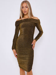 Lurex Ruch -Bardot -Kleid