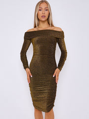 Lurex Ruch -Bardot -Kleid