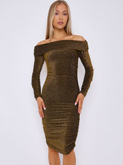 Lurex Ruch -Bardot -Kleid