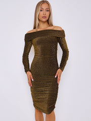 Lurex Ruch -Bardot -Kleid