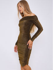 Lurex Ruch -Bardot -Kleid