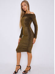 Lurex Ruch -Bardot -Kleid