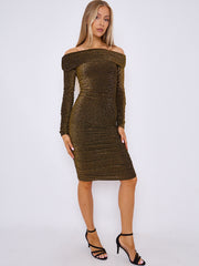 Lurex Ruch -Bardot -Kleid