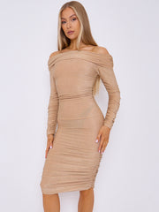Lurex Ruch -Bardot -Kleid