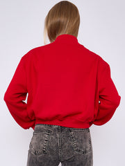 Fleeced Cropped Bomber Jacket