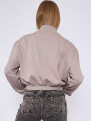 Fleeced Cropped Bomber Jacket