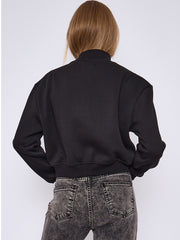Fleeced Cropped Bomber Jacket