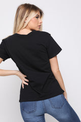 Applique Girl Face T-Shirt With Tassels