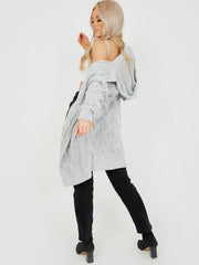 Cable Knit Detail Hooded Cardigan