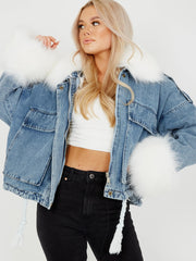 Oversized Faux Fur Lined Denim Jacket