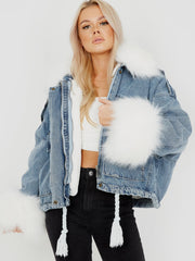 Oversized Faux Fur Lined Denim Jacket