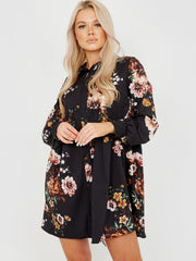 Oversized bloemenprint shirtjurk