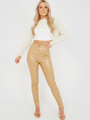 High Waist PU Trouser