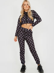 Square Check Cropped Hoodie & Trouser Co-ord