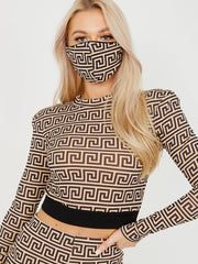 Illusion Print Co-ord With Face Mask