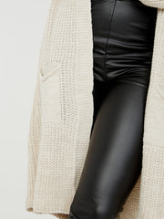 Mid-Length Knitted Open Cardigan