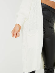 Mid-Length Knitted Open Cardigan