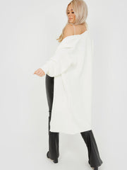 Mid-Length Knitted Open Cardigan