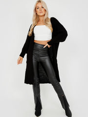 Mid-Length Knitted Open Cardigan