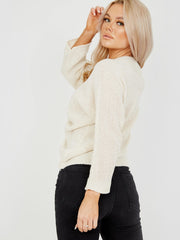 Ruched Drawstring Front Knitted Top