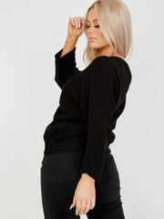 Ruched Drawstring Front Knitted Top