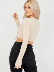 Square Neck Slinky Ruched Crop Top