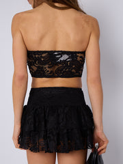 Slinky Ruched Bandeau Crop Top & Skort Coord (copia)